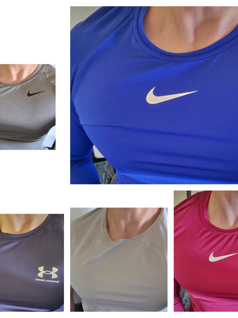 Bundle Of 5 Nike PRO And UNDER ARMOUR COMPRESSION FIT MENS LARGE SHIRTS